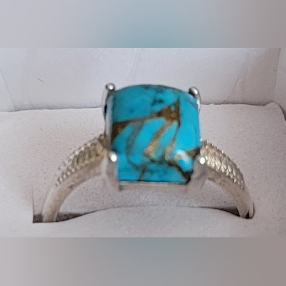 .925 TURQUOISE with Matrix Ring Size 9 - Picture 5 of 6